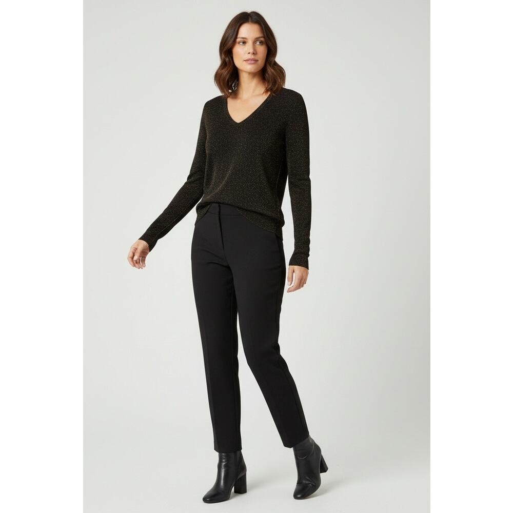 Brunello Cucinelli Metallic V-Neck Long Sleeve Top